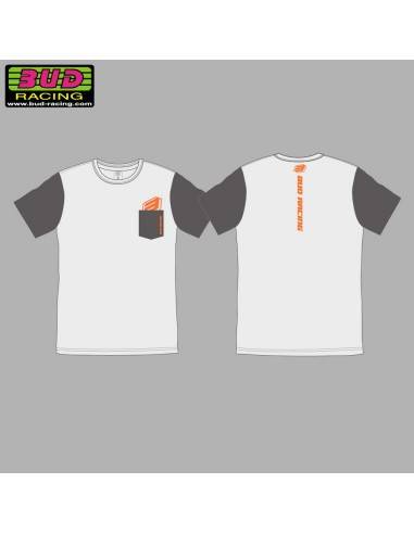 Camiseta Manga Corta Bud Racing B-Logo Pocket Blanca/Gris