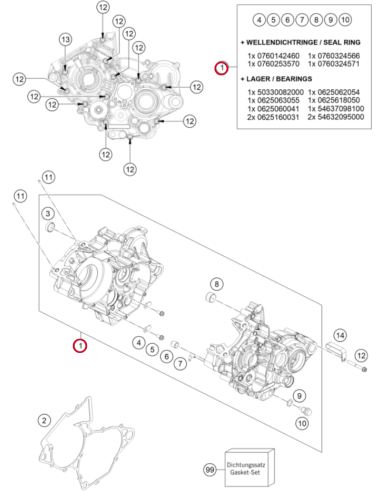 Carter de Motor Completo Original KTM SX 125/150 2020-2022 + Husqvarna TC 125 2020-2022 + GasGas MC 125 2021-2023