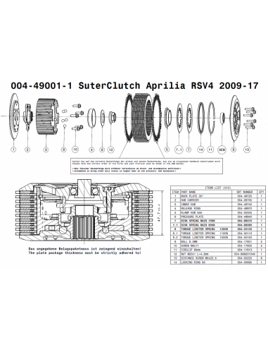 Embrague antirebote Suter Aprilia RSV4/TUONO...