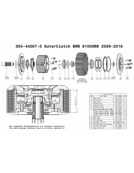 Embrague antirebote Suter BMW S1000R/RR/HP4 2009-2018