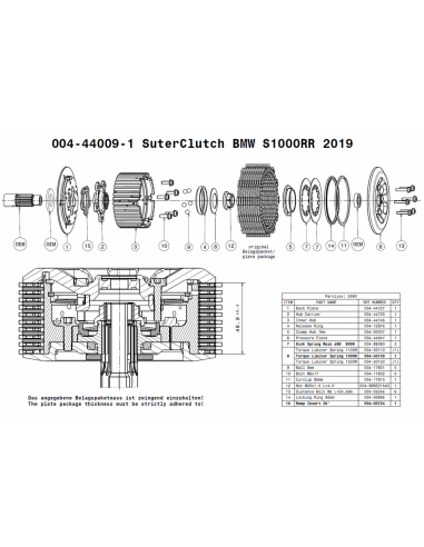 Embrague antirebote Suter BMW S1000RR 2019