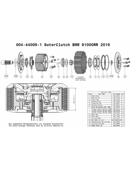 Embrague antirebote Suter BMW S1000RR 2019