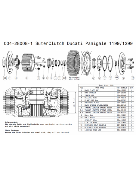 Embrague antirebote Suter Ducati PANIGALE 1199-1299/S/R/DIAVEL/MONSTER 1100 EVO/MULTISTRADA 1200
