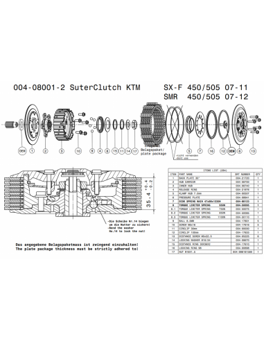 Embrague antirebote Suter KTM SXF 450/505...