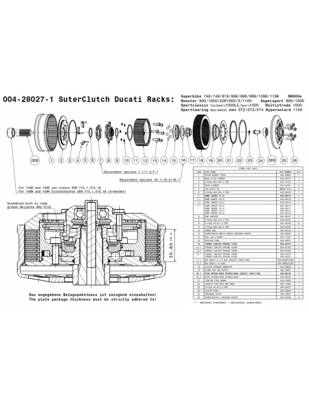 Embrague antirebote Suter Ducati Supersport 750-1200 (con bastidores de arranque)