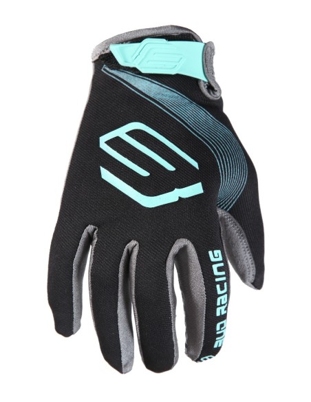 Guantes BUD SX Lite Negro con Logo "B" Azul Menta