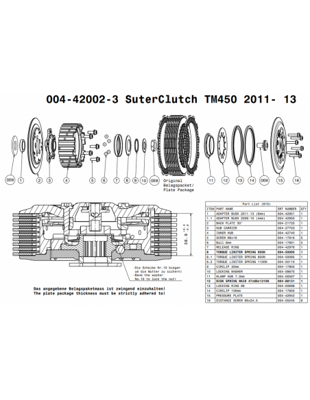 Embrague antirebote Suter TM 450 2011-2013