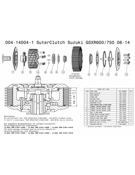Embrague antirebote Suter Suzuki GSXR 600/750 2006-2007