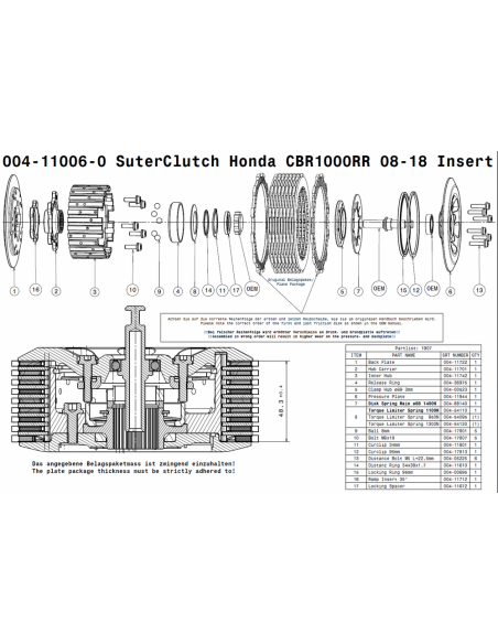 Embrague antirebote Suter Honda CBR 1000RR 2008-2019