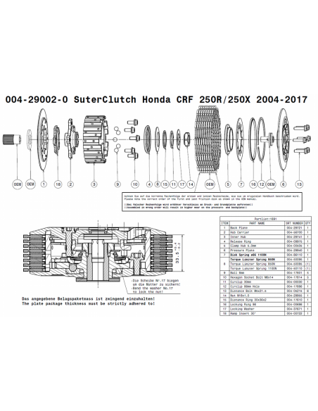 Embrague antirebote Suter Honda CRF 250R CRF 250X 2004-2017