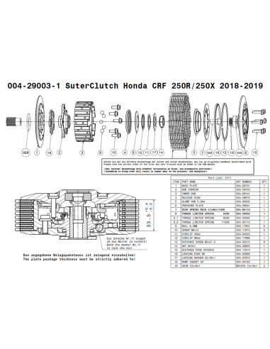 Embrague antirebote Suter Honda CRF 250R/CRF...