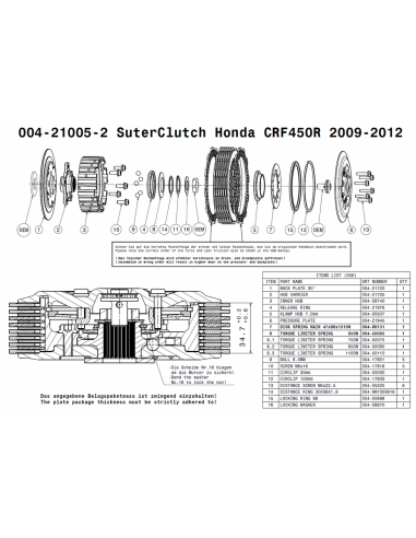 Embrague antirebote Suter Honda CRF 450R 2009-2012