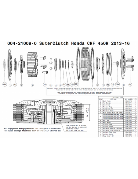 Embrague antirebote Suter Honda CRF 450R 2013-2016
