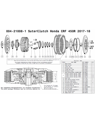 Embrague antirebote Suter Honda CRF 450R 2017-2018