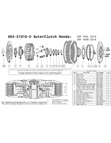 Embrague antirebote Suter Honda CRF 450R 2019-2020