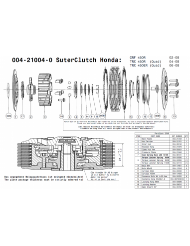 Embrague antirebote Suter Honda CRF...