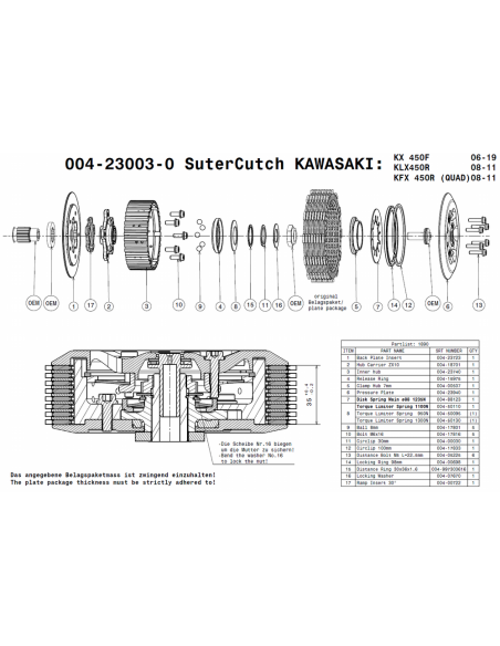 Embrague antirebote Suter Kawasaki KX 450F 2006-2020