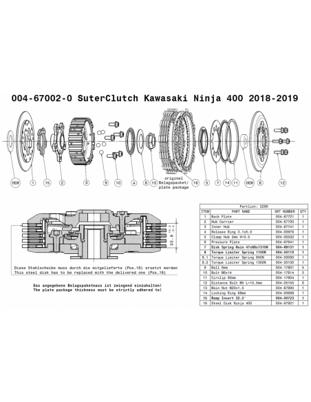 Embrague antirebote Suter Kawasaki Ninja 400 2018-2020/Z400 2019