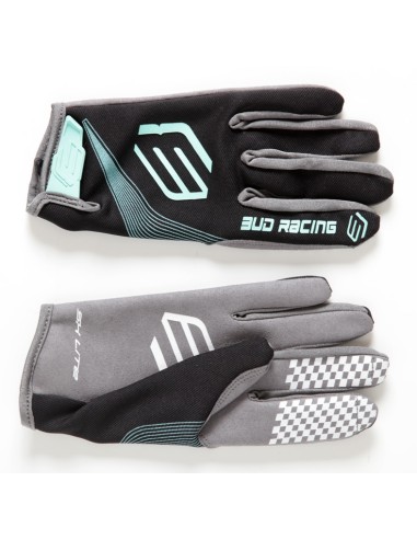 Guantes BUD SX Lite Negro con Logo "B" Azul Menta