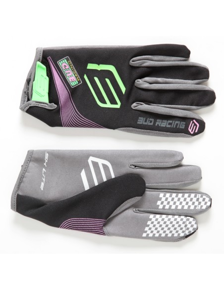 Guantes BUD SX Lite Team BUD Color Negro/Morado Logo B Verde