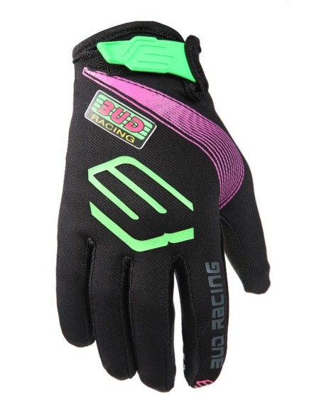 Guantes BUD SX Lite Team BUD Color Negro/Morado Logo B Verde
