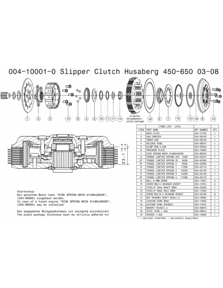 Embrague antirebote Suter Husaberg 450-650 2003-2008