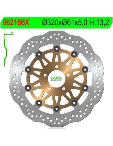 Disco de Freno NG Ondulado 166X Ø320 x Ø61 x 5...