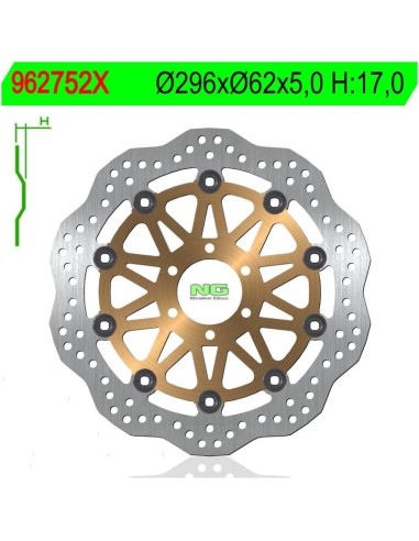 Disco de Freno NG Ondulado 752X Ø296 x Ø62 x 5...