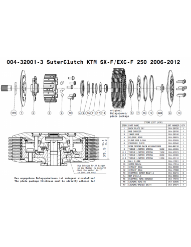 Embrague antirebote Suter KTM 250 SX-F/EXC-F...
