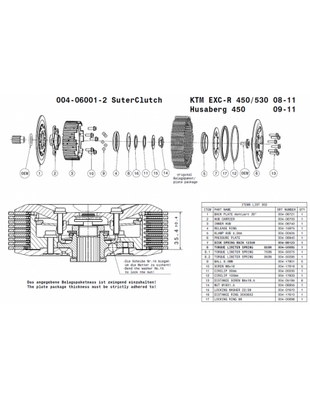 Embrague antirebote Suter KTM 450 EXC/EXCSIXDAYS 2008-2011