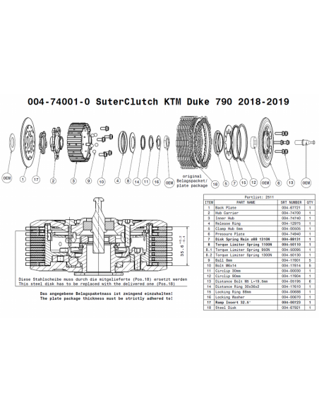 Embrague antirebote Suter KTM 790 Duke/Adventure 2018-2019