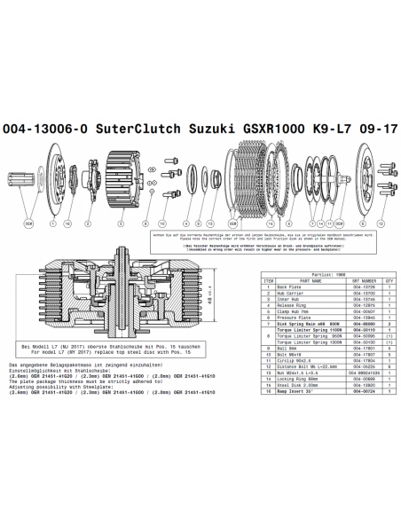 Embrague antirebote Suter Suzuki GSXR 1000 2009-2019