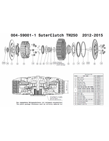 Embrague antirebote Suter TM 250 2012-2018