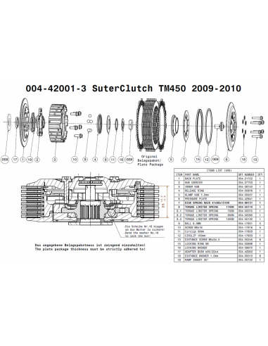 Embrague antirebote Suter TM 450 2009-2010