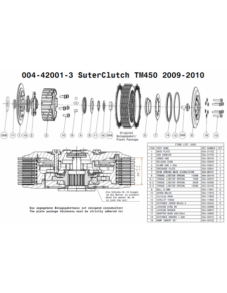 Embrague antirebote Suter TM 450 2009-2010