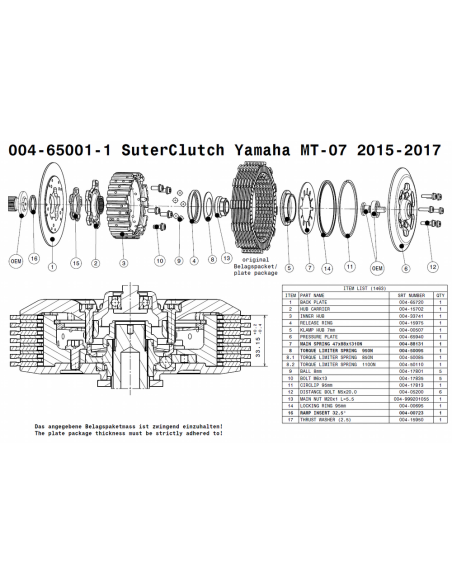 Embrague antirebote Suter Yamaha MT-07 /FZ-07/XSR700 2015-2020 Tenere Z700 2019-