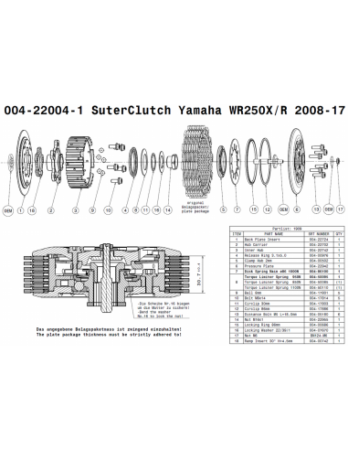 Embrague antirebote Suter Yamaha WR250X/R...
