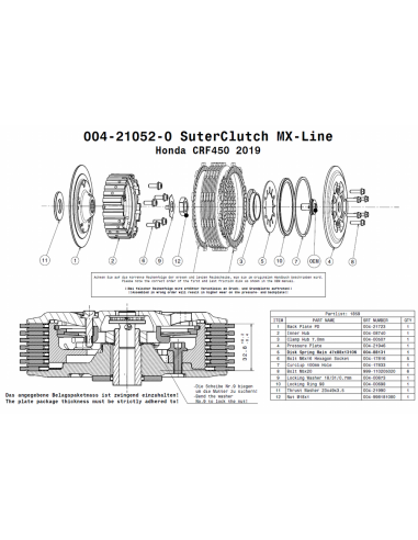 Embrague MX Line Suter Honda CRF450R 2019-2020