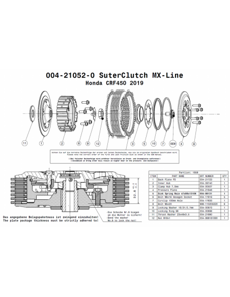 Embrague MX Line Suter Honda CRF450R 2019-2020