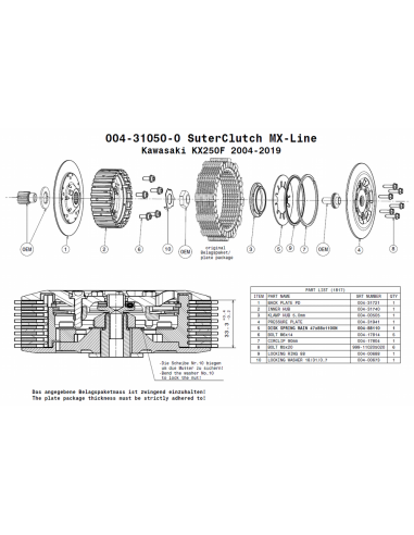 Embrague MX Line Suter Kawasaki KX250F 2004-2019