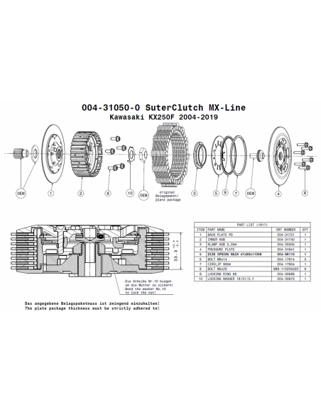 Embrague MX Line Suter Kawasaki KX250F 2004-2019