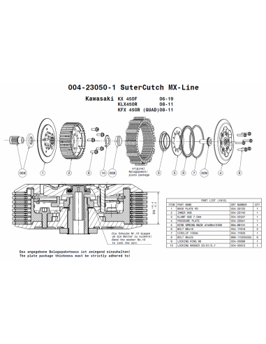 Embrague MX Line Suter Kawasaki KX450F 2006-2020