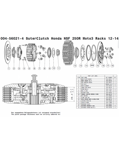 Embrague Suter Race (Starter Racks) Honda NSF...