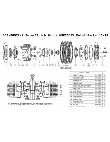 Embrague Suter Race (Starter Racks) Honda NSF...
