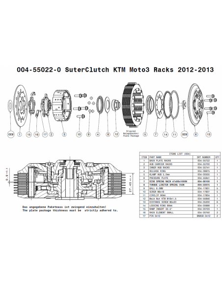 Embrague Suter Race (Starter Racks) KTM RC250R 2012-2013