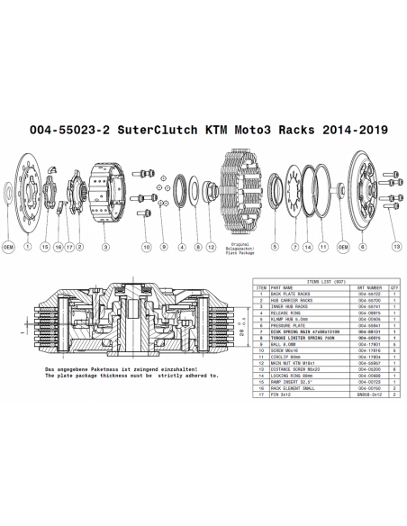 Embrague Suter Race (Starter Racks) KTM RC250R 2014-2020
