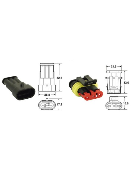 Conector estanco generico completo 3 vias Tipo 060 AM Bihr
