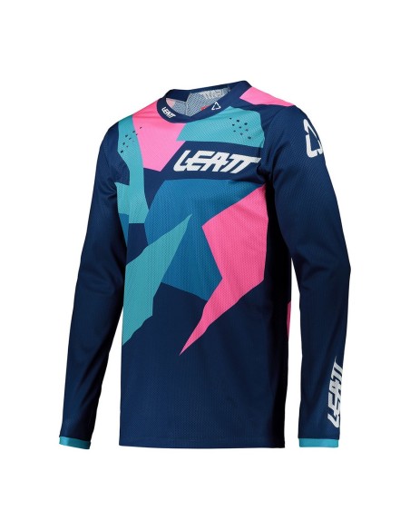 Camiseta Moto Leatt 4.5 Lite Azul/Rosa