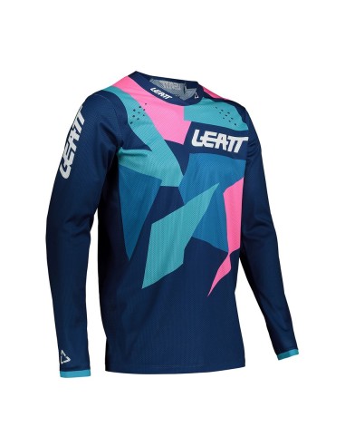 Camiseta Moto Leatt 4.5 Lite Azul/Rosa