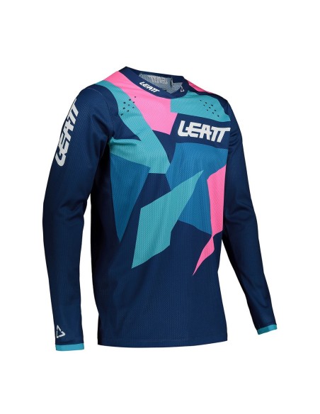 Camiseta Moto Leatt 4.5 Lite Azul/Rosa